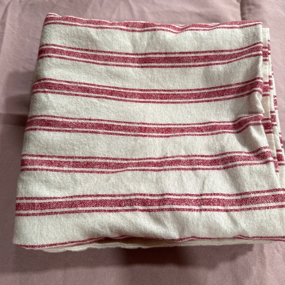 Laura Ashely flannel ticking strips King size comforter and shams set of 3